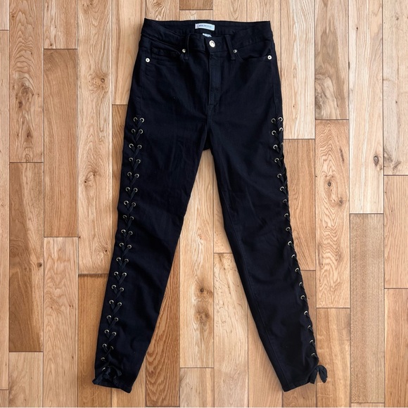 Good American Denim - Good American Womens Black Skinny Side Lace Up Jeans Size 4/27